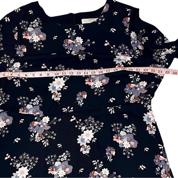 LOFT Black Floral Long Sleeve Dress Plus Size 18 - Picture 11 of 13